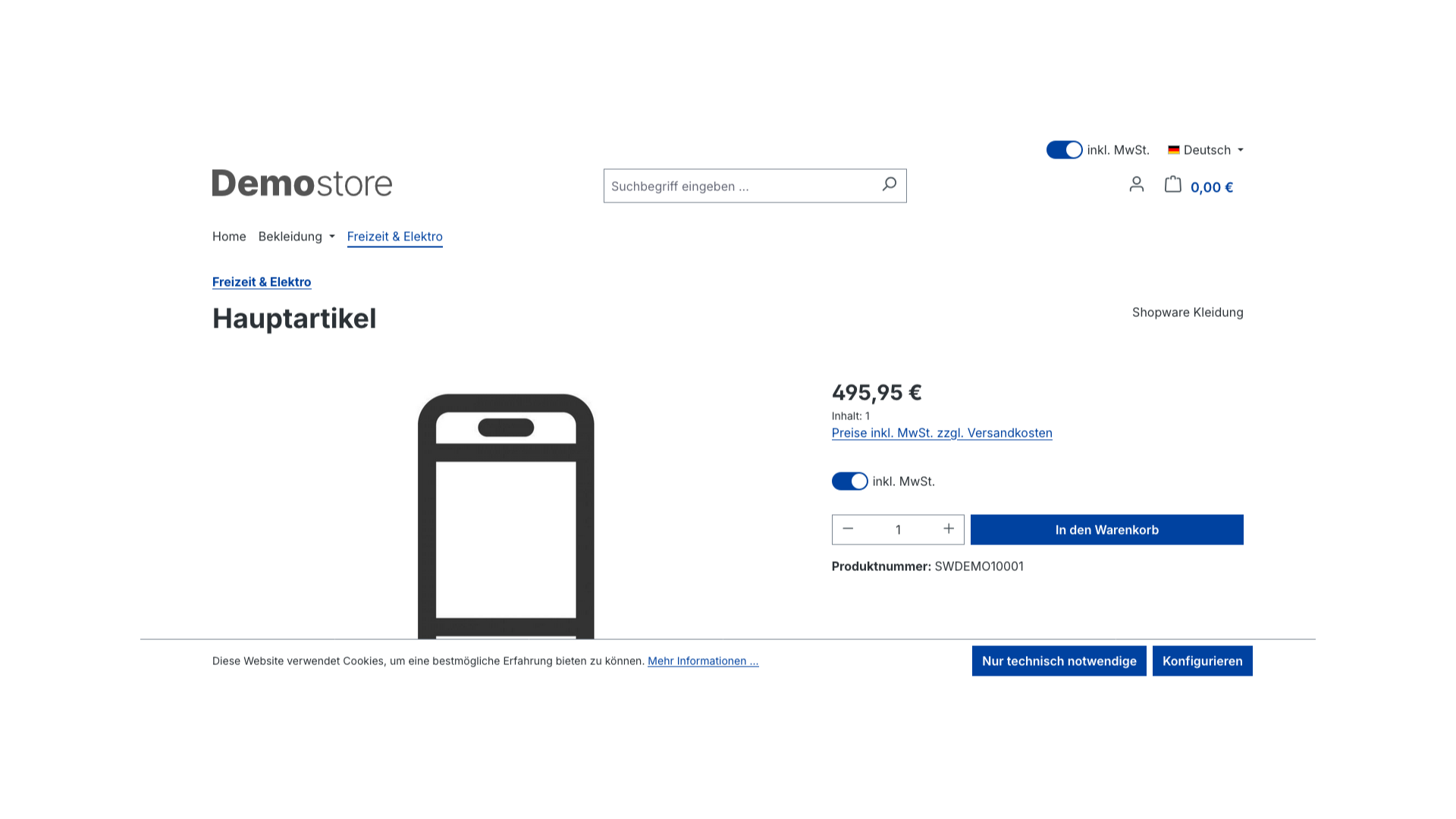 Brutto/Netto Preisumschalter