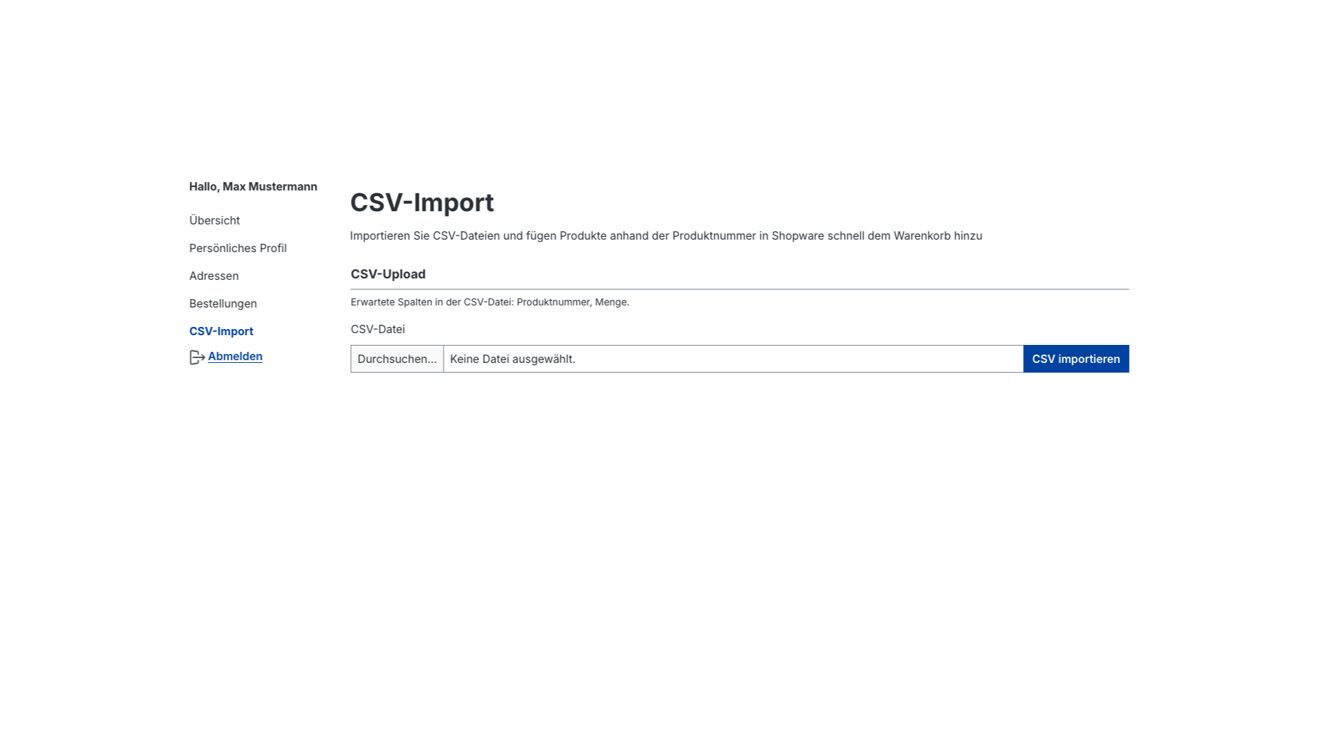 CSV Warenkorb Import
