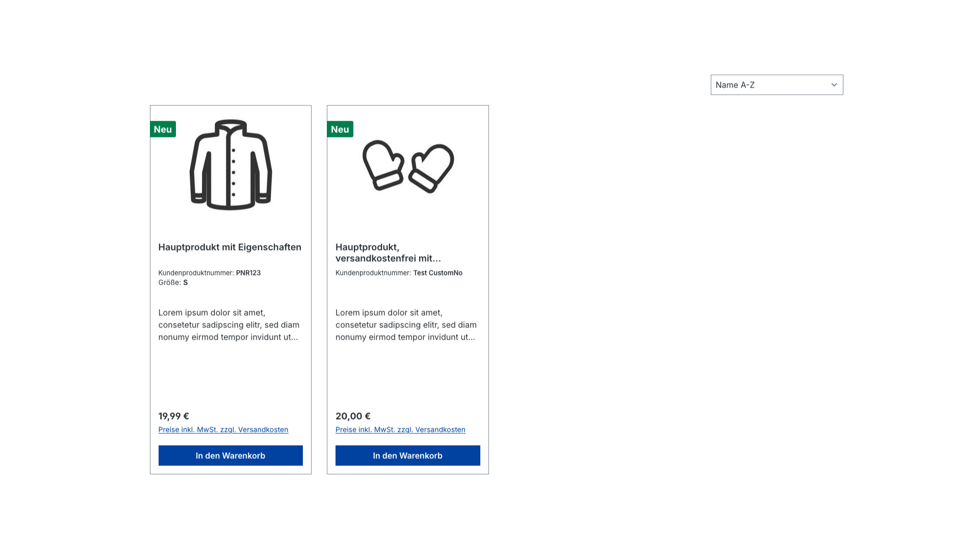 Kundenspezifische Produktnummern